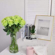 12/10/5 Green Home Decoration Simulation High-End Silk Roses, Desktop Decoration, Room Decoration Flowers, Valentine'S Day Bouquets, Wedding Decoration Brides Holding Flowers, Wrist Flowers, Chest Flower Materials, Home Restaurant Bedroom Vase Decoration Bouquets Diy Birthday Party Cake Materials, Valentine'S Day New Year Gift Materials, Shooting Props, Vase Decoration, New Year Decoration, Outdoor Garden Decoration - Light Green - View 5