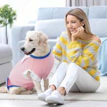 术后恢复连体衣，适用于雌性犬、幼犬康复、犬伤口愈合，防止舔舐，可替代伊丽莎白项圈，适用于已绝育的猫狗，小型/中型/大型犬种 - 粉色 - 查看 9