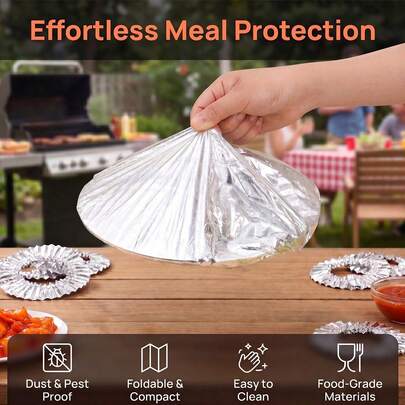 50pcs TinFoil Bowl Covers With Elastic,Reusable Aluminum Foil Food Covers,Aluminum Foil Wrap Is Used For Refrigerator Storage, Leftover Food, And Meal Preparation, Fits Plates, Bowls, And Containers