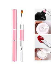 1 cọ quét gel móng hai đầu, bút đẩy biểu bì hình bút màu đen 2 trong 1, dụng cụ cạo gel UV, dụng cụ nối móng gel acrylic - Màu tím hoa cà - Xem 1
