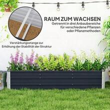 XXL Raised Steel Planter, Dark Grey, With Gloves, 183x47x40cm For Vegetables And Flowers. - Grey - View 5