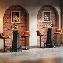 LITTLE TREE Bar Table, 37.4" High Round Pub Table For Small Bars, Dining Room, Kitchen, Rustic Brown (Only Table) - 質樸的棕色和黑色 - 查看 5