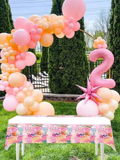  Conjunto de suministros para fiesta de cumpleaños temática de Peppa Pig, kit todo en uno con pancarta de feliz cumpleaños, platos, vasos, servilletas y mantel desechables de papel, decoraciones de fiesta con lindos estampados de Peppa Pig, perfecto para cumpleaños, celebración de los 100 días, suministros de fiesta de dibujos animados rosas. Vajilla desechable ecológica, fácil de montar y limpiar, ideal para fiestas interiores y exteriores, recuerdos de fiesta para fans de Peppa Pig