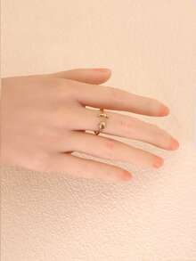 2pcs Luxury Gold Geometric Coil Design Bangle Bracelet And Ring Set, Versatile Jewelry For Daily Wear And Social Events, Suitable As Valentine's Day Gift - Gold - View 14