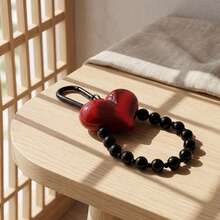 1 pezzo Ciondolo a catena a forma di cuore rosso, braccialetto/cinturino per telefono a forma di cuore rosso, ciondolo a forma di cuore rosso per borsa, catena accessorio delicato con perline fai-da-te, decorazione a forma di cuore per borsa. Una scelta ideale come regalo di San Valentino, regalo di compleanno o decorazione per la casa. - Multicolore - Visualizzare 3