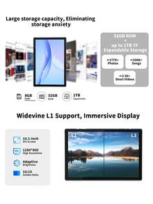 Coopers 10.1英寸安卓平板电脑（带保护套），RK3562四核处理器，8GB（3+5）内存，32GB存储，10.1英寸平板电脑，FHD IPS触摸屏，2MP前置摄像头，5MP后置摄像头，Type-C接口，平板电脑重力感应器，6000mAh大容量电池（不含充电器） - 灰色 - 查看 5