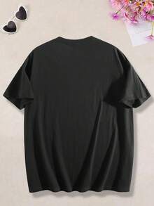 100% Baumwolle Damen-T-Shirt mit "La Dolce Vita" Roller-Print, lässiges Rundhals-Kurzarm-T-Shirt für Frauen, elegantes Vintage-Grafik-Top2026 - Schwarz - Übersicht 5