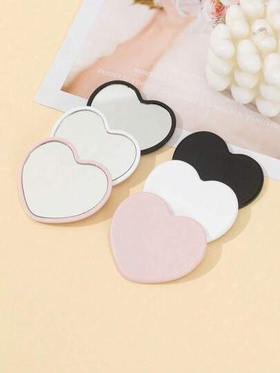 5pcs/10pcs/20pcs/50pcs Heart-Shaped Mini Mirror, Student Portable Mirror, Travel Bag Pocket Mirror, Heart-Shaped Makeup Mirror
