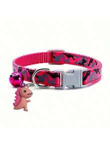1pc Adjustable Pet Collar With Bell And Small Dinosaur Toy Available In Multiple Colors, Suitable For Kittens, Puppies, And Small Animals - Multicolor - View 1
