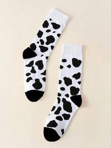 1/5 Pairs Cute & Fashionable Cow Print Polka Dot Pattern Socks, Soft & Comfortable Personalized Socks For Women, Suitable For Daily Use Christmas Gift - Multicolor - View 5