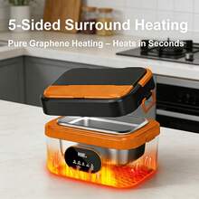 Smart Timed Heating Lunch Box With Wireless Charging, 5-Side Heating Technology, Water-Free Self-Heating Insulated Food Container For Adults - UK Plug(220-240V) - View 10