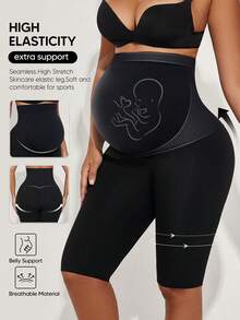 Pantalones cortos de cintura alta para maternidad color negro - Negro - Ver 3