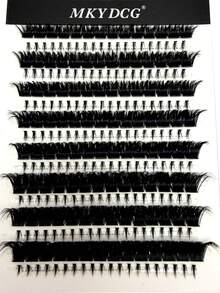 16 Rows Natural Curly Japanese 150D Faux Mink Eyelash Clusters, Fluffy & Thick 278 Individual Lashes 10-18mm, DIY C/D Curl Eyelash Extension Kit - 黑色 - 查看 3