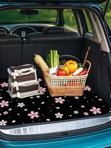 Floral Pattern Car Trunk Mat, Essential Travel Accessory, Universal Fit For Multiple Vehicle Models, Elegant Car Accessory, Simple Floral Pattern, Enhances Car Interior Ambiance, Keeps Your Trunk Clean And Dry. Suitable For Travel & Daily Use - Car Floor Mats - View 3