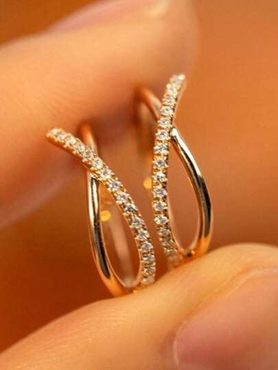 1 Pair Luxurious Cubic Zirconia Earrings, Designed For Women, Suitable For Weddings, Engagements, Anniversary Parties, Valentine's Day Gifts