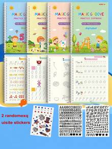 4pcs/Set Kids Learning English Graphic, Numbers & Color Block Reusable Notebook For Handwriting Practice (Random Pen Holder Included) Back To School - Multicolor - View 16