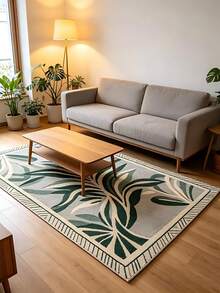 1pc Leaf Pattern Area Rug, Living Room Carpet, Washable Round Carpet, Home Decor - Multicolor - View 3