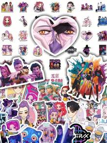 Bộ 90 miếng dán K-Pop DemonHunters đôi, 90 miếng dán PVC chống thấm nước hình các cô gái săn quỷ, hình nhân vật Rumi hoạt hình, thích hợp dán lên sổ tay và nhật ký. - Nhiều màu - Xem 3