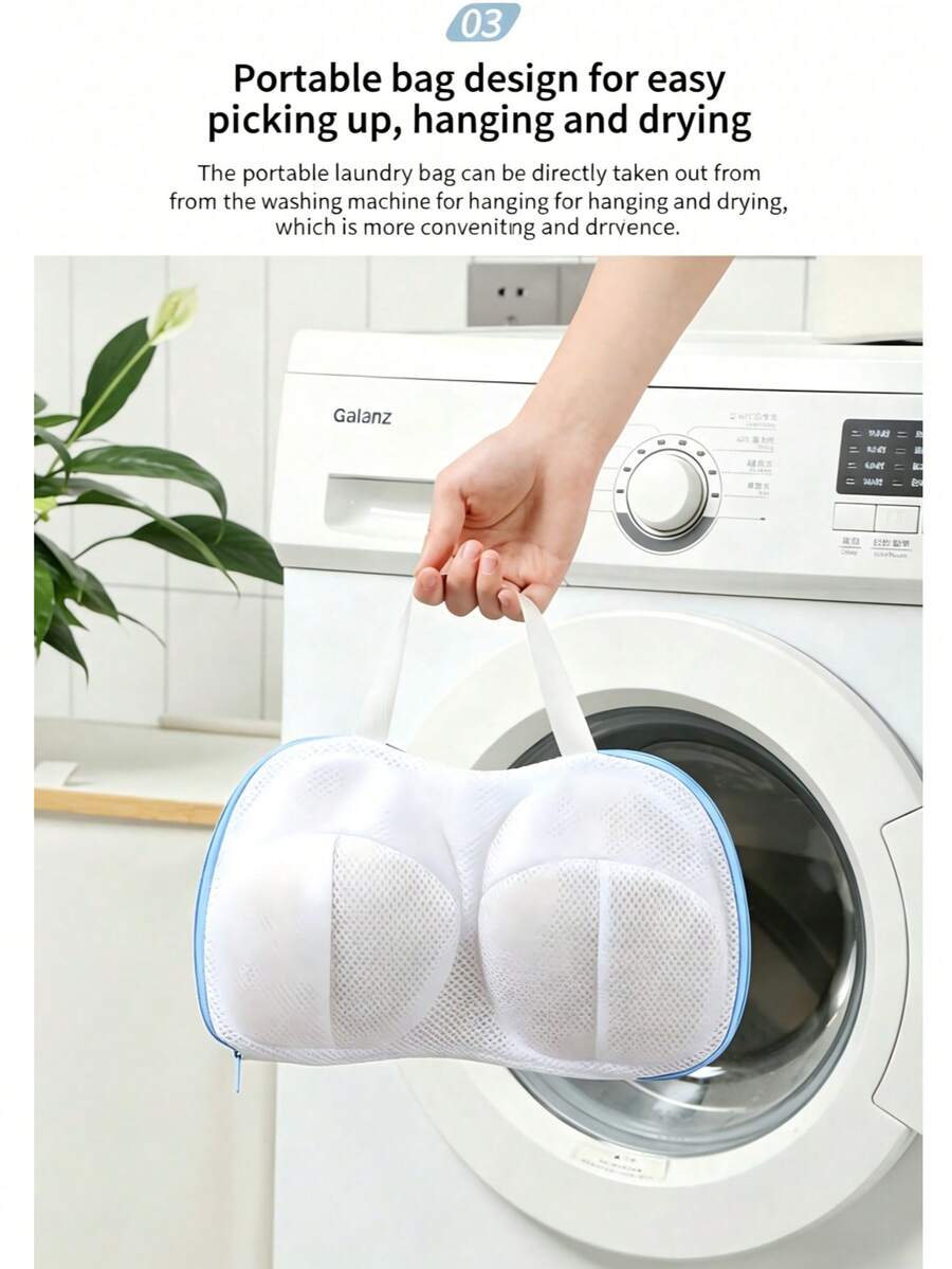1 túi giặt áo ngực có cấu trúc chắc chắn, có tay cầm, túi đựng đồ lót dùng cho máy giặt, chống biến dạng và chống rối. - nhiều màu - Xem 1