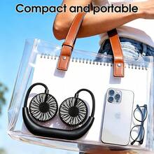 Ventilador de cuello portátil y plegable, ventilador eléctrico mini portátil, recargable por USB, 3 velocidades ajustables, adecuado para estudiantes, oficina, exteriores, viajes, playa - Estilo de cuello - Ver 7