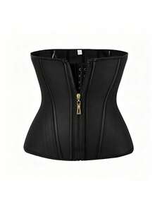 1 PC Compression Waist Trainer For Women, Skin-Friendly Fabric, Double-Layer Snap Buttons & Zipper Adjustable Design, Strong Back Support, Postpartum Slimming, Yoga & Fitness Shaping, Effectively Cinches Waist & Abdomen, Elegant Slim Waistline - 黑色 - 查看 7