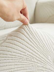 1pc Shell Texture Sofa Cover, Full Wrap With Skirt Elastic Sofa Slipcover, Universal For 1/2/3/4 Seater L-Shaped, Dust-Proof And Dirt-Resistant For All Seasons, Suitable For Home, Classroom, Hotel Room Decor - Light Grey - View 3