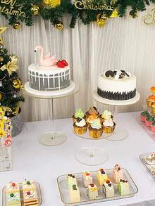 1pc Detachable Transparent Acrylic Cake Stand, Suitable For Wedding Ceremony, Birthday Cake, Wedding Dessert Display - Transparent - View 4