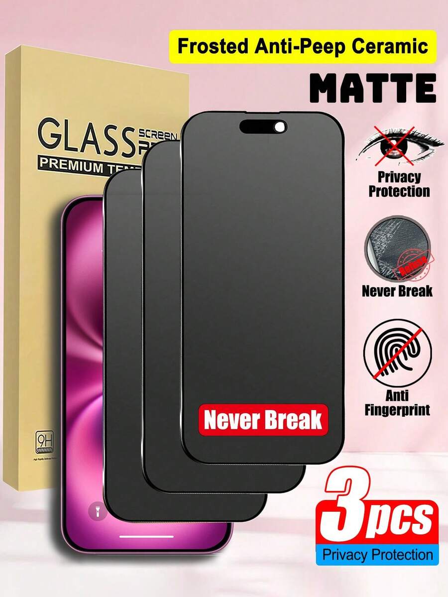 3片裝螢幕保護貼適用於 iPhone 17 Pro Max, 17 Pro, 17 Air, 17E, 16 Pro Max, 16, 16 Pro, 16 Plus 及 14 Pro Max (6.9/6.7 吋)。採用高品質 9H+ 陶瓷膜製成，柔軟舒適、耐刮且觸控靈敏。可搭配手機殼使用，是生日、家人和朋友的理想禮物。必備螢幕保護貼與配件。