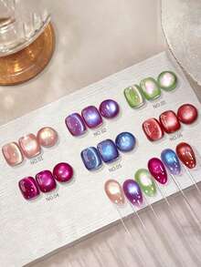 12ml 2026 Seasonal Dazzling Rainbow Fruit-Colored Light Dopamine Dual-Light Purple-Blue Light Skin-Tone Crystal Glass Bead Whitening Icy Transparent Light Gold Cat-Eye Gel Nail Polish. Nail Art Salon And Beauty Care, Long-Lasting With UV Lamp. - Multicolor - View 2