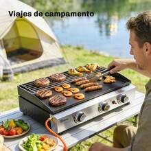 Outsunny Barbacoa de Gas BBQ Gas con Quemadores, Barbacoa Portátil con Plancha, Rejilla Calentadora y Recogedor Grasa, para Camping, Picnic, Terraza, Negro - A - Ver 9