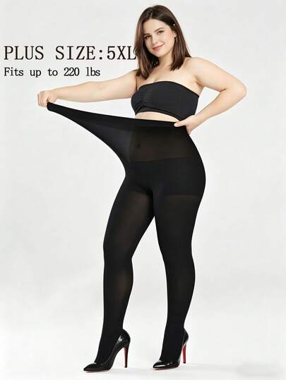 1/2 Pairs Of Women's Semi-Transparent Black Tight Pants, Size L - 3XL, Suitable For Wearing With A High Waist And High Elasticity Stockings. Fashionable Solid Color, Simple Design. Suitable For Various Festivals Such As Easter As Well As Daily Life.