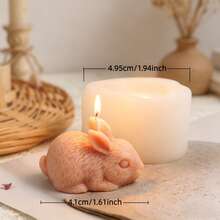 3D Lying Rabbit Silicone Candle Mold, Cute Realistic Bunny Shaped Candle Making Mold, Non-Stick Silicone Molds For Beeswax Candles, Aromatherapy Soap, Epoxy Resin, Plaster, DIY Craft & Home Decor - Rabbit - View 11