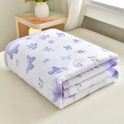 1 chiếc chăn bông mùa hè in họa tiết hoa tươi mát, chất liệu cotton đã qua xử lý, thích hợp cho mùa xuân và mùa hè.