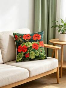 Bộ 1/2/4 vỏ gối mềm mại, kích thước 17.7x17.7 inch, với họa tiết hoa phong lữ đỏ rực rỡ kết hợp cùng cây xanh. Mềm mại và bền chắc, thích hợp sử dụng trong nhà, trên ghế sofa và giường ngủ. Không bao gồm ruột gối. - màu xanh lá - Xem 2