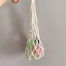 1 Hand-Woven Reusable Cylindrical Mesh Bag - Multi-Colored Drink And Coffee Cup Holder, Suitable For The Beach, Picnics, And Travel - Decorative Gift For Friends, Family, And Classmates, Essential For Picnics, Artistic Craftsmanship, Reusable Produce Bag - 寶藍色 - 查看 6