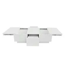 Coffee Table, Tall Living Room Table With Push-Pull Storage Structure, Double-Sided Drawers - 白色 - 查看 11