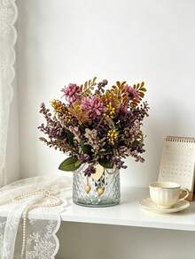 1pc Artificial Chrysanthemum New Style Exquisite Herbal Bouquet, Suitable For Home Decor, Wedding, Bridal Bouquet Decoration, Valentine's Day, Gift, Birthday, Graduation Ceremony - Purple - View 8