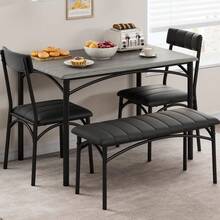Techigher 4 Piece Kitchen Dining Table Set, Kitchen Table Set With Upholstered Chairs And Bench For Restaurant, Coffee Shop - Grey - View 9