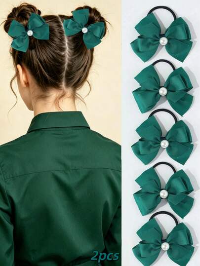 2pcs Versatile Nature-Inspired Hair Accessories/Scrunchies, Double-Layer Bowknot Design Scrunchies, Essential For Daily Hairstyles And Braiding