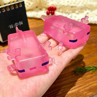 可爱墨西哥钝口螈慢回弹挤压减压玩具，透明慢回弹挤压减压玩具，儿童感官减压玩具，生日礼物，派对礼品（随机包装袋）