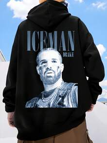 Men's Print Hoodie.Mens Clothes,Men, Iceman Drake Portrait Print Graphic Tees, Men's Clothing - màu đen - Xem 2