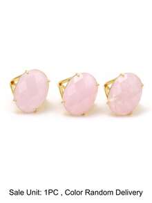 1pc Women's Natural Stone Rings Adjustable Multifaceted Egg Shape Cabochon Crystal Charm Fashionable Finger Ring Jewelry H877 - Ring - View 11
