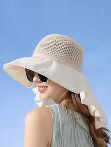 Women's Sun Hat, Bucket Hat, New Summer Model, Sun Protection, Large Brim, Neck Cover, Fashion Personalized, Versatile, Solid Color, Casual, Polyester, Solid Color, No Hat, Spring & Summer - Hat - View 10