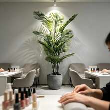 1棵70.87英寸人造棕榈树,带15片叶子,适用于家居、酒店、办公室、餐厅装饰、婚礼派对装饰,波西米亚风格,乔迁礼物,无需维护 - 綠色 - 查看 8