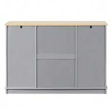 Modern And Elegant Sideboard With 3 Drawers And Refrigerator-Style Doors, Buffet Furniture For Dining Room, Living Room And Hallway (Black). - Grey - View 9