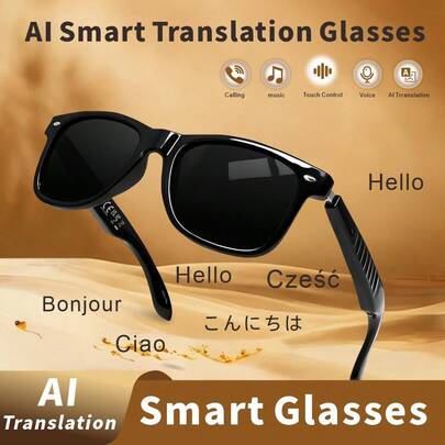 Smart Glasses With Real-Time Translation, Wireless Music, Voice Calling, Music Playback, And Integrated AI Assistant Functions, Suitable For Android/Smartphones, An Ideal Gift For Men And Women. Smart Glasses With AI Capabilities, Wireless Audio, And Hands-Free Calling, Applicable For Travel, Business, Daily Life, Cycling, Hiking, And Fashion Wear