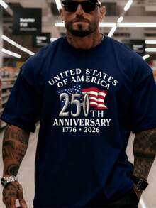 250th Anniversary Commemorative American Funny Cool Pattern T-Shirt Casual T-Shirt Fashion Cool Top Men's T-Shirt 180g Casual Wear Loose Fit Personality T-Shirt Aesthetic Shirt Soft Fabric Breathable Material Fashion Apparel Short Sleeve Top For Young People - Màu xanh nước biển - Xem 16