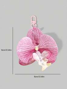 New Lily Flower Keychain, Versatile Phone Charm, Niche Design Minimalist Fashion Casual Bag Pendant With Rivet, Exquisite Car Key Chain, Suitable For Daily Matching And Gifts Festival Graduation - Pink - View 3