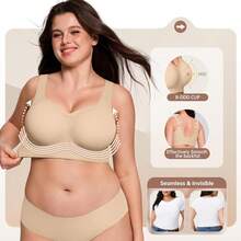 Jelly Bras For Women No Underwire Wireless Support Lift Full Coverage Plus Size Comfort Seamless Bra - Skin - View 2
