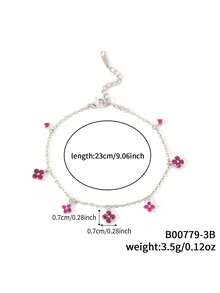 1pc Elegant Lucky Clover Shaped Chain Bracelet, Suitable For Casual Daily Wear - Multicolor - View 12